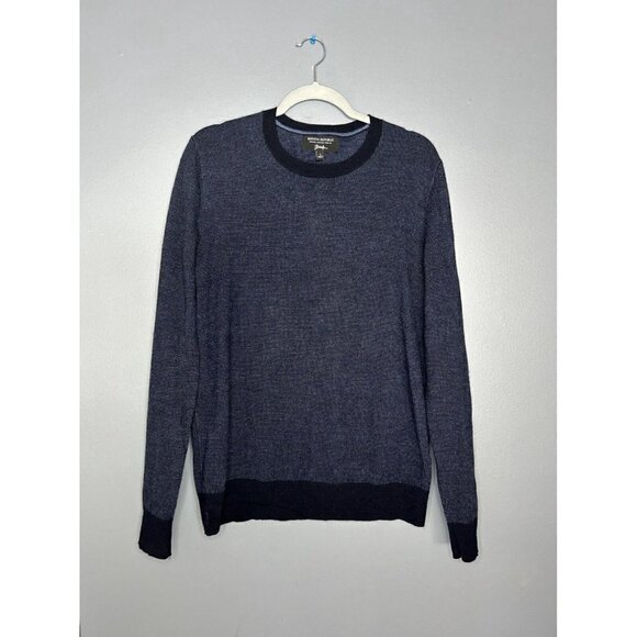 BANANA REPUBLIC Sweater Mens Large Blue 100% Merino Wool Italian Yarn By Baruffa - Picture 11 of 11